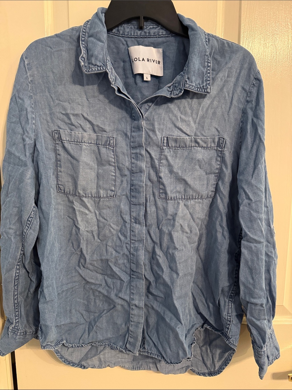 Lola River Women's Light Blue Denim Shirt Blouse size L